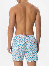 Man light fabric swim shorts with jellyfish print