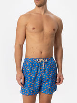 Man light fabric swim shorts with clownfish print