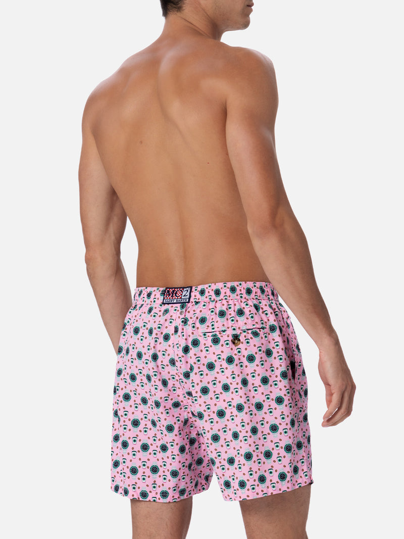 Man lightweight fabric swim-shorts Lighting Micro Fantasy with watches print