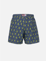 Man lightweight fabric swim-shorts Lighting Micro Fantasy with watches print