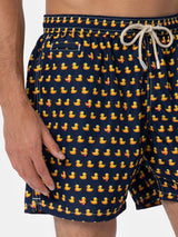 Man lightweight fabric swim-shorts Lighting Micro Fantasy with ducky print