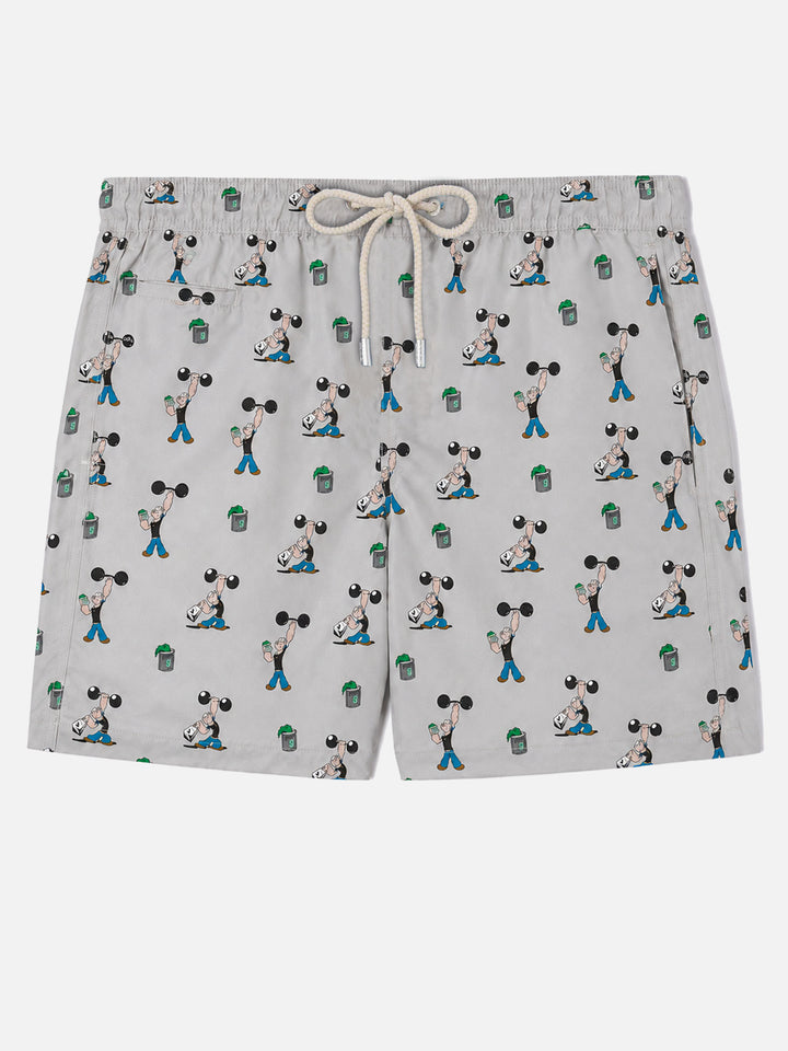 Light grey Lighting Micro swim shorts with Popeye all-over print | POPEYE SPECIAL EDITION