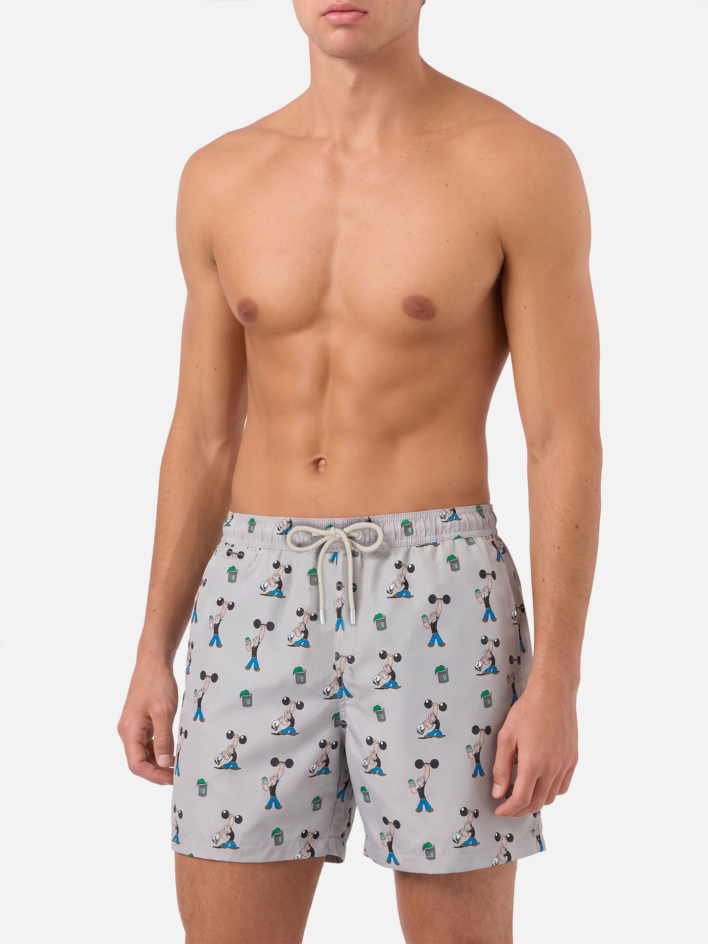 Bañador corto Micro Lighting gris claro con estampado integral Popeye | POPEYE SPECIAL EDITION 