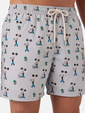 Bañador corto Micro Lighting gris claro con estampado integral Popeye | POPEYE SPECIAL EDITION 