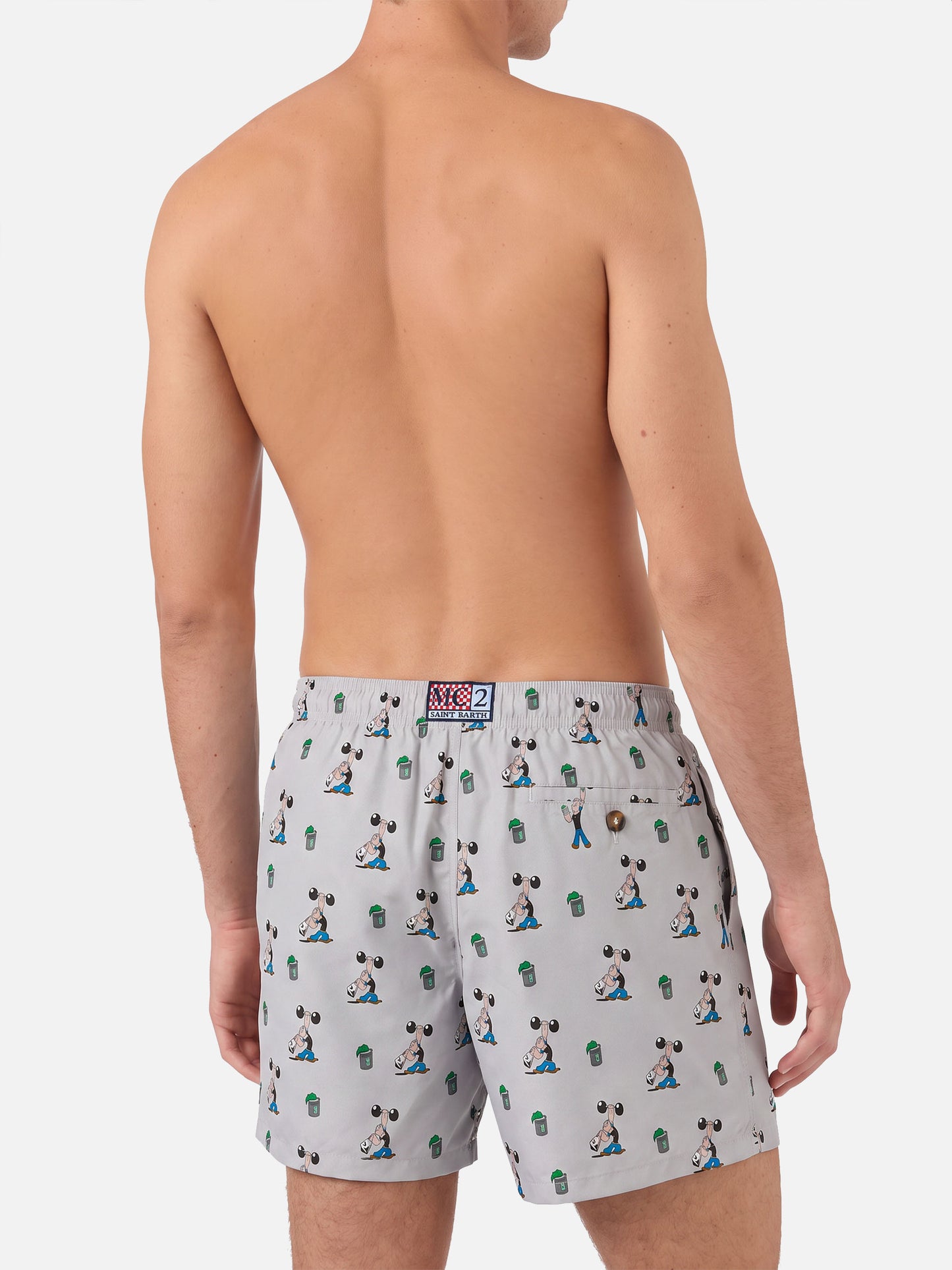 Bañador corto Micro Lighting gris claro con estampado integral Popeye | POPEYE SPECIAL EDITION 
