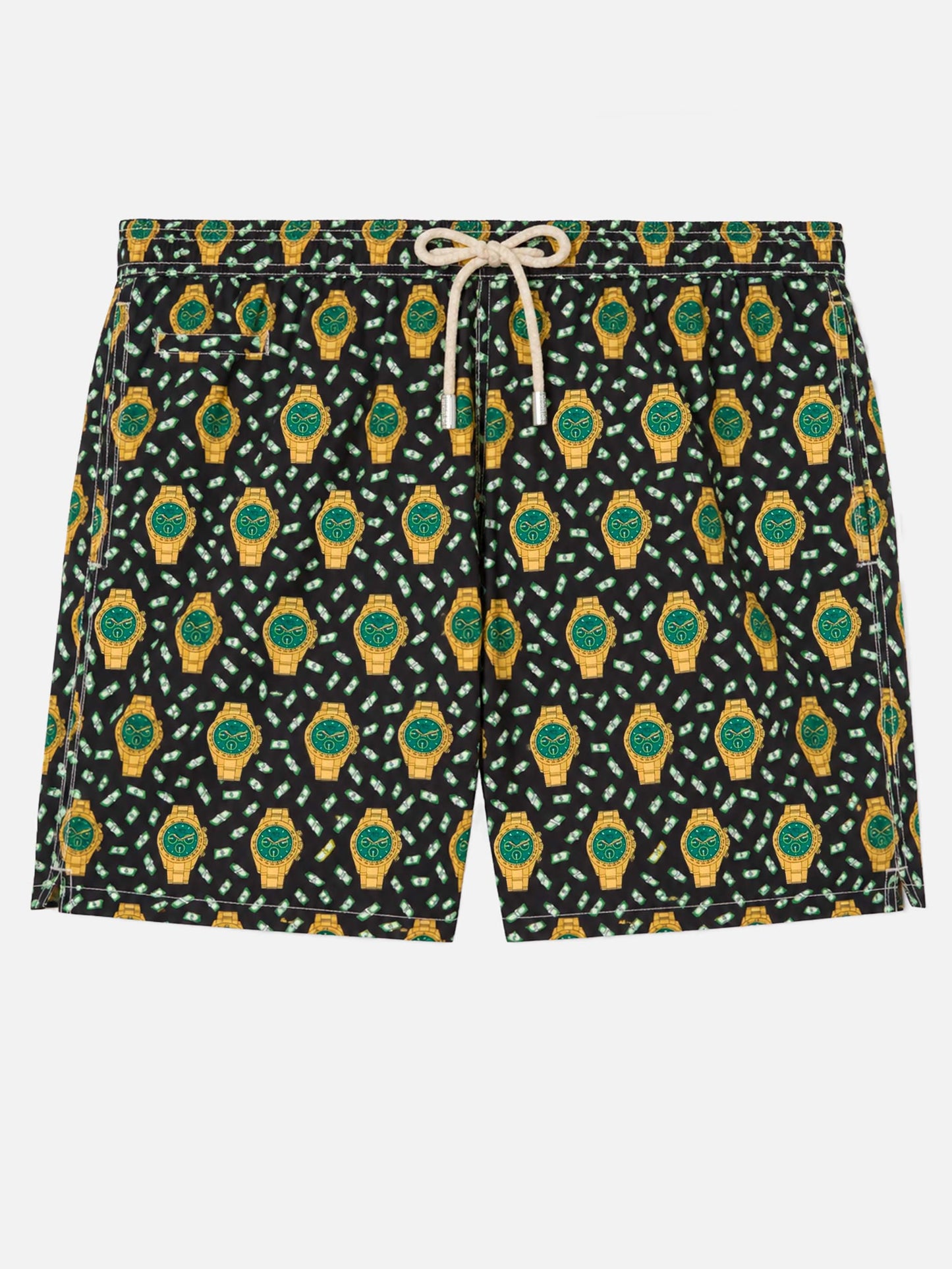 Badeshorts aus leichtem Stoff „Lighting“ mit Uhren-Print