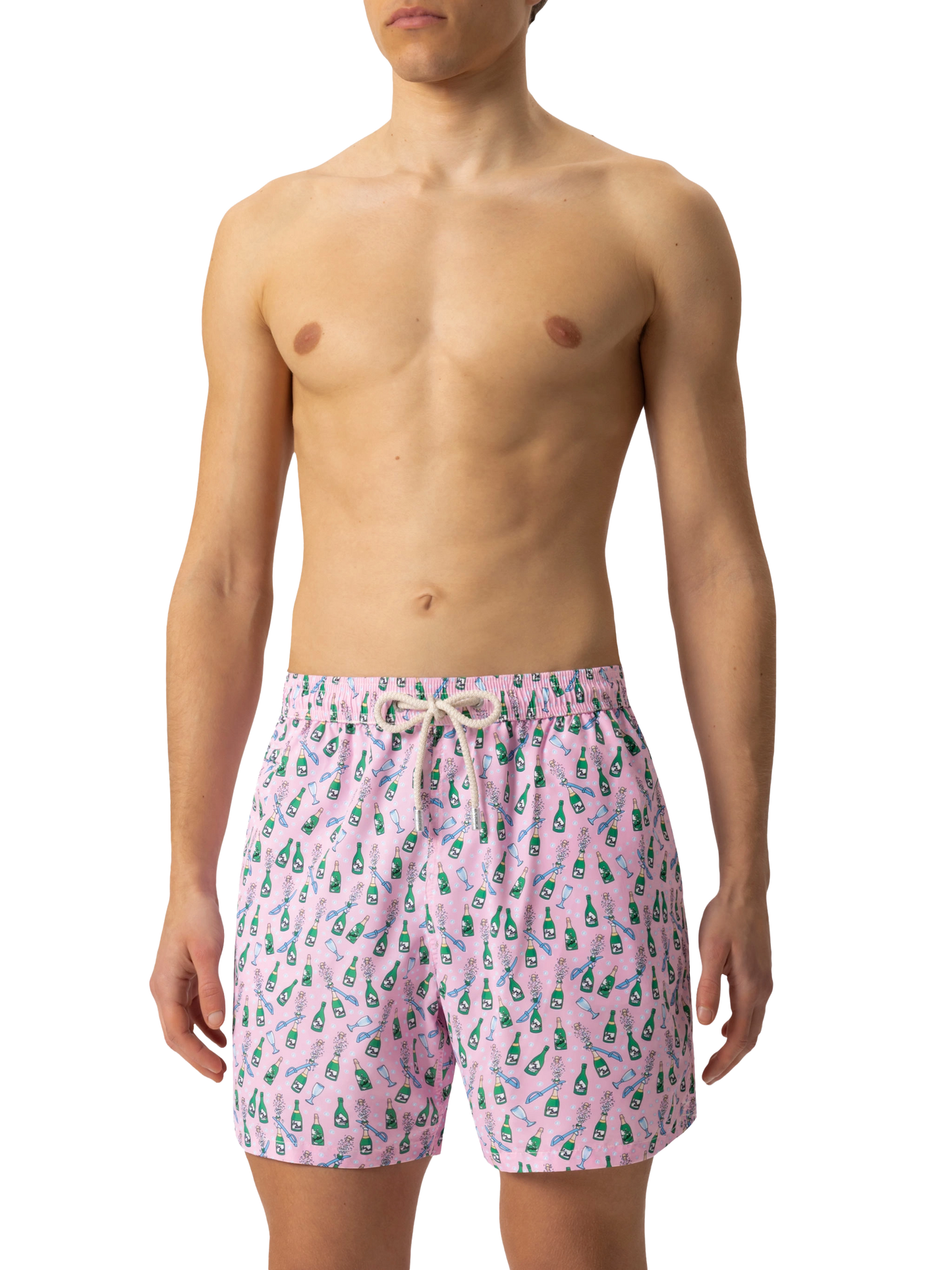 Badeshorts aus leichtem Stoff „Lighting“ mit Sabrage- und Flaschendruck
