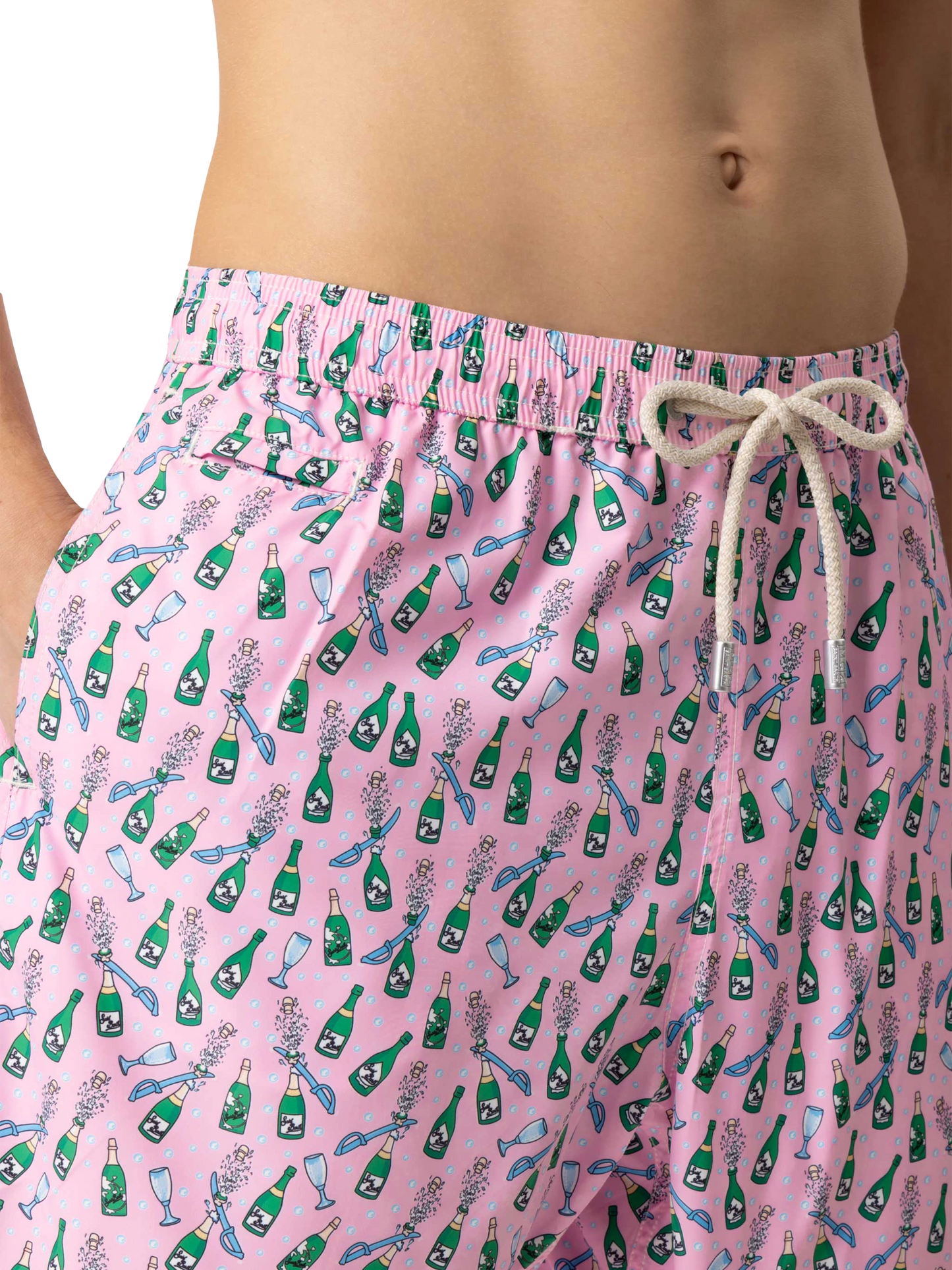 Badeshorts aus leichtem Stoff „Lighting“ mit Sabrage- und Flaschendruck