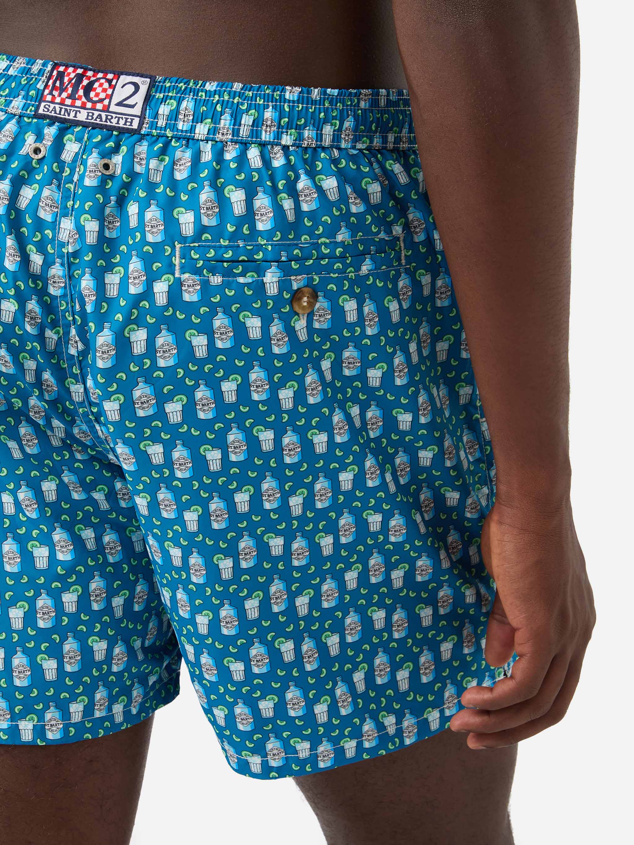 Lightweight fabric swim shorts with cocktail gin tonic print – MC2