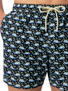 Lightweight fabric swim shorts Lighting with off-road car print