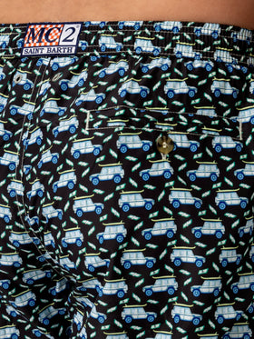 Lightweight fabric swim shorts Lighting with off-road car print