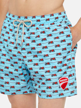 Lightweight fabric swim shorts Lighting with Ducati print | DUCATI MOTOR SPECIAL EDITION