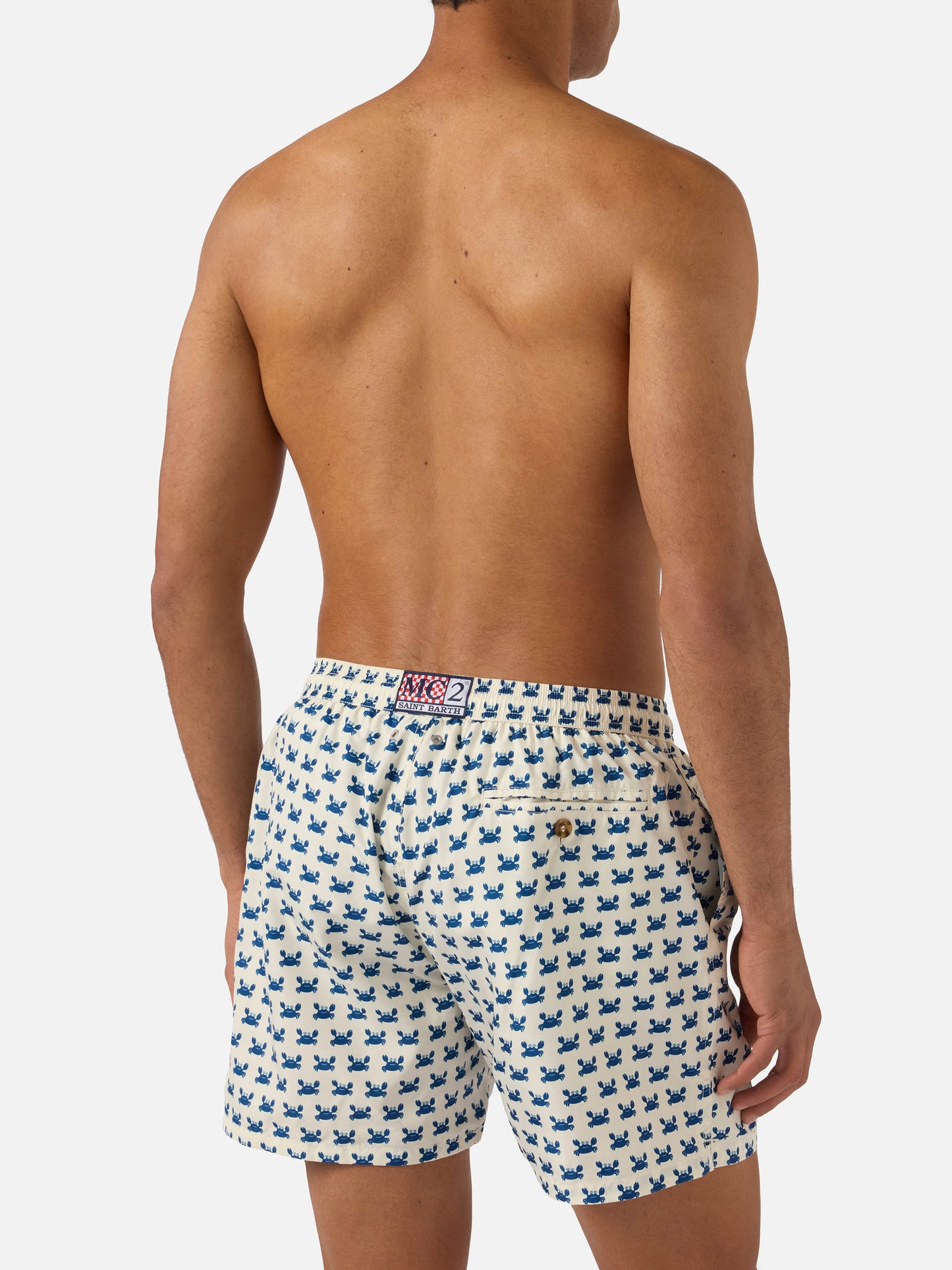 White Lighting Micro swim shorts with crab all-over print