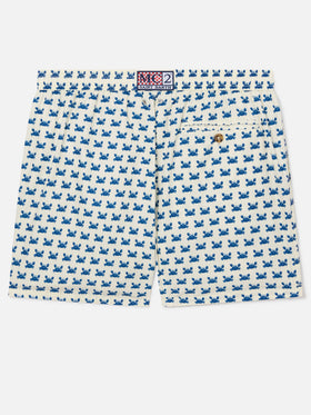 Weiße White Lighting Micro-Badeshorts mit durchgehendem Krabben-Print 