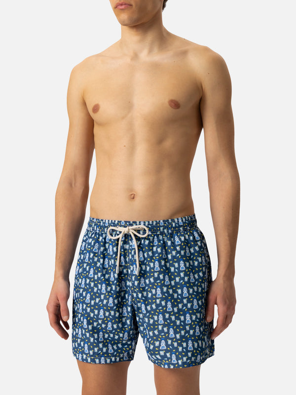 Lightweight fabric swim shorts Lighting with tequila print