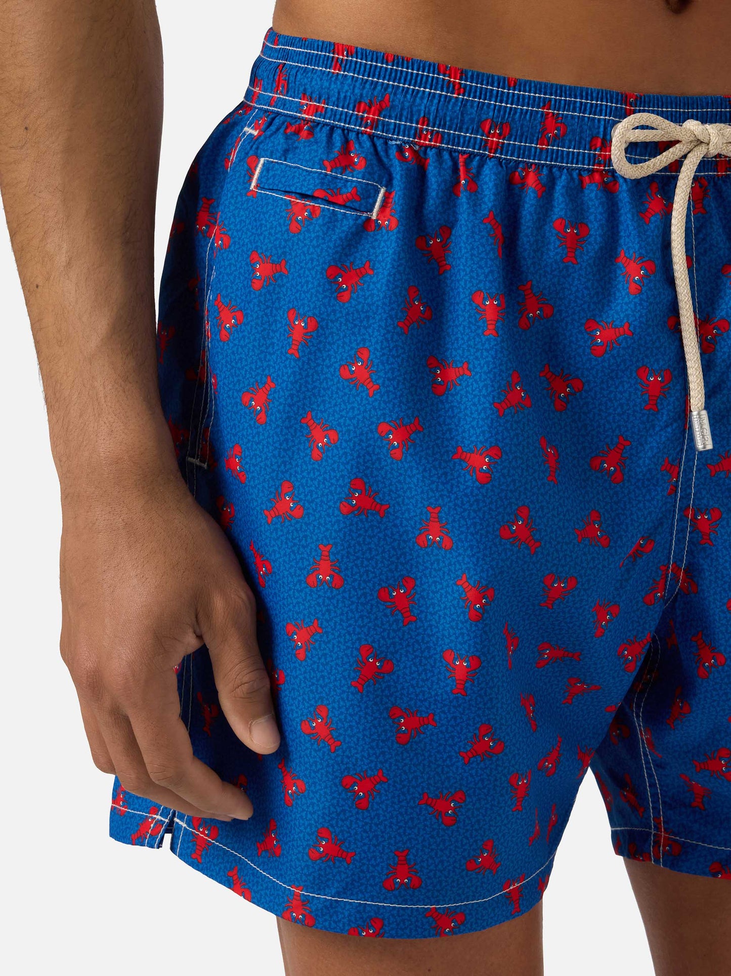 Navy Lighting Micro swim shorts with mini lobster all-over print