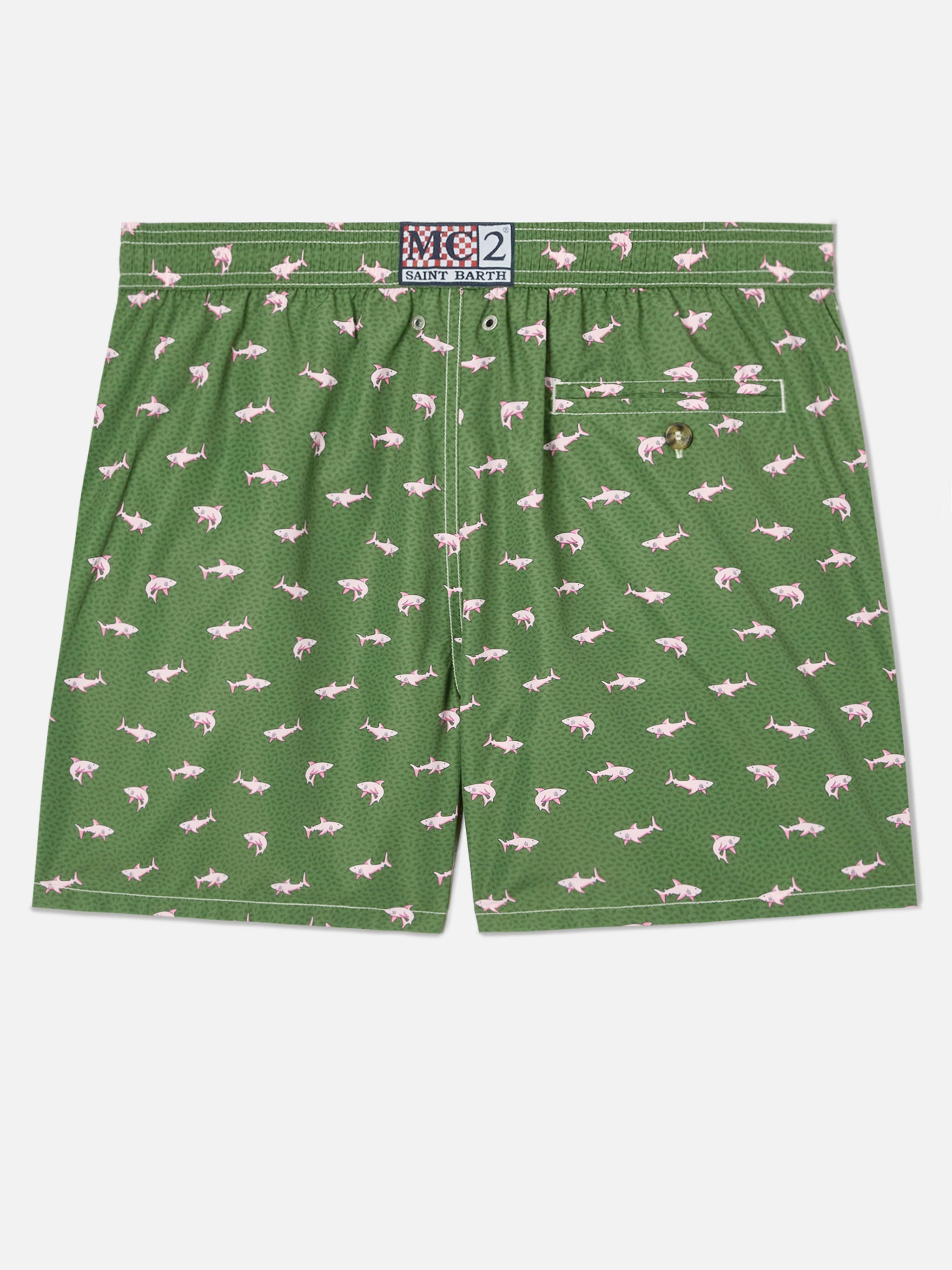 Green Lighting Micro swim shorts with pink sharks print – MC2