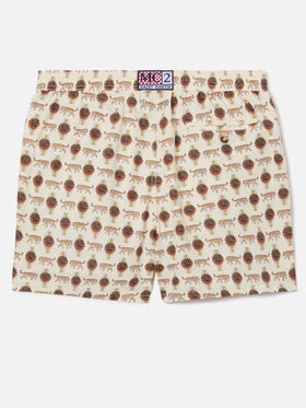 Beige Lighting Micro swim shorts with wild watch print