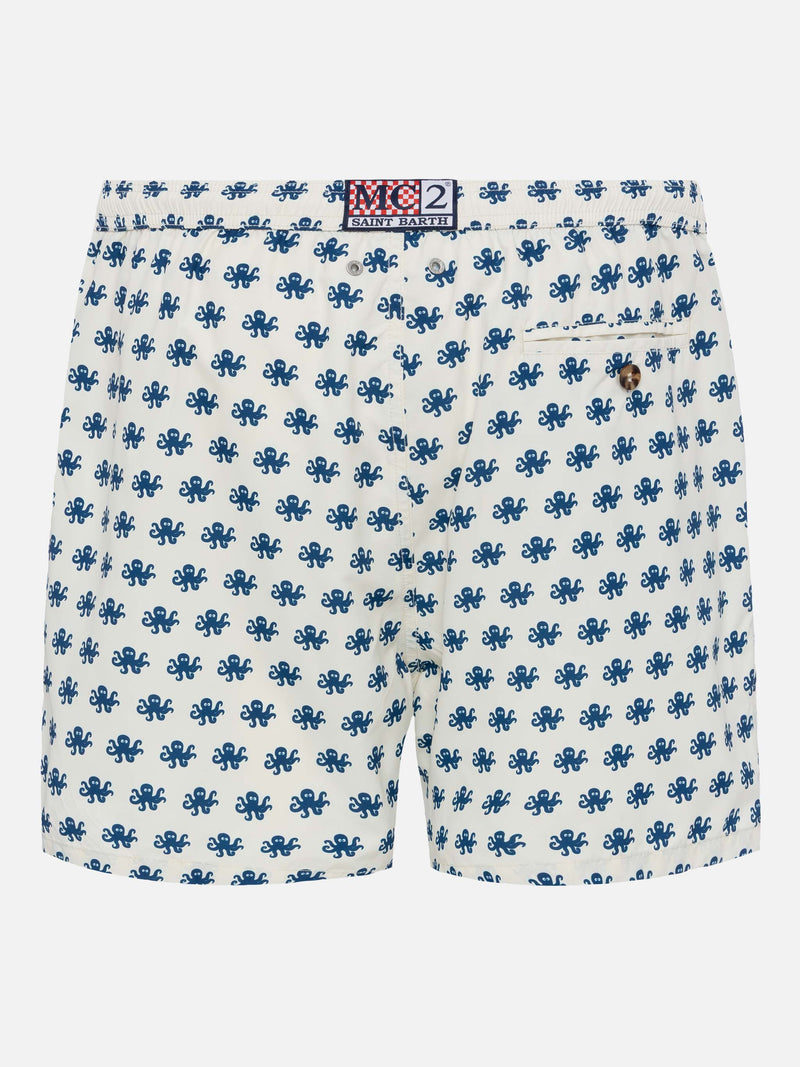 Lightweight fabric swim shorts Lighting with octopus print