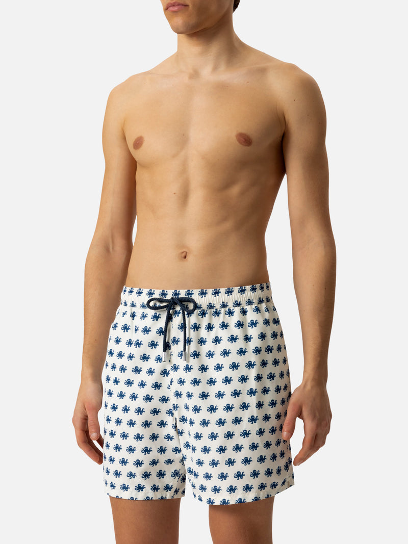 Lightweight fabric swim shorts Lighting with octopus print