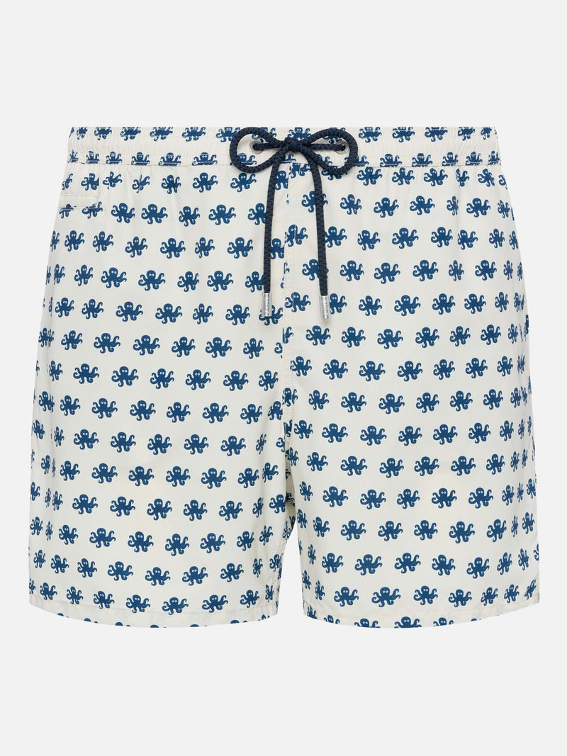 Lightweight fabric swim shorts Lighting with octopus print