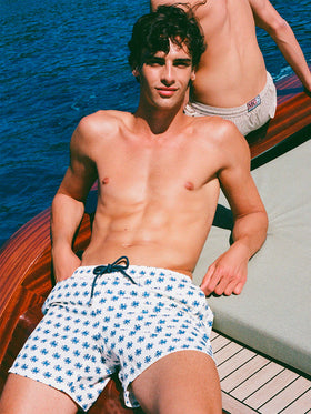 Lightweight fabric swim shorts Lighting with octopus print