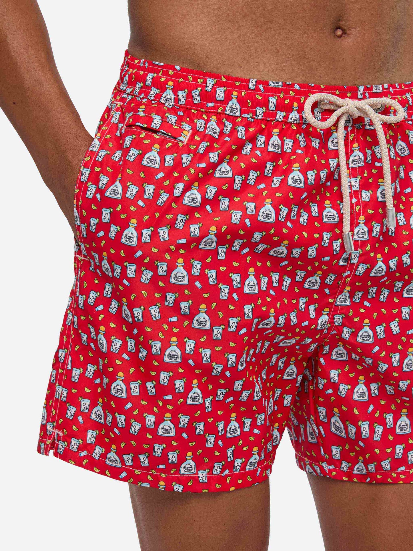 Costume da bagno da uomo in tessuto leggero con stampa Tequila