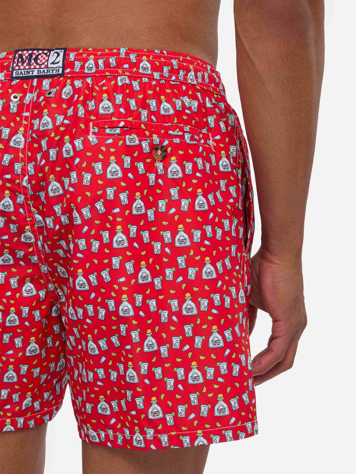 Costume da bagno da uomo in tessuto leggero con stampa Tequila