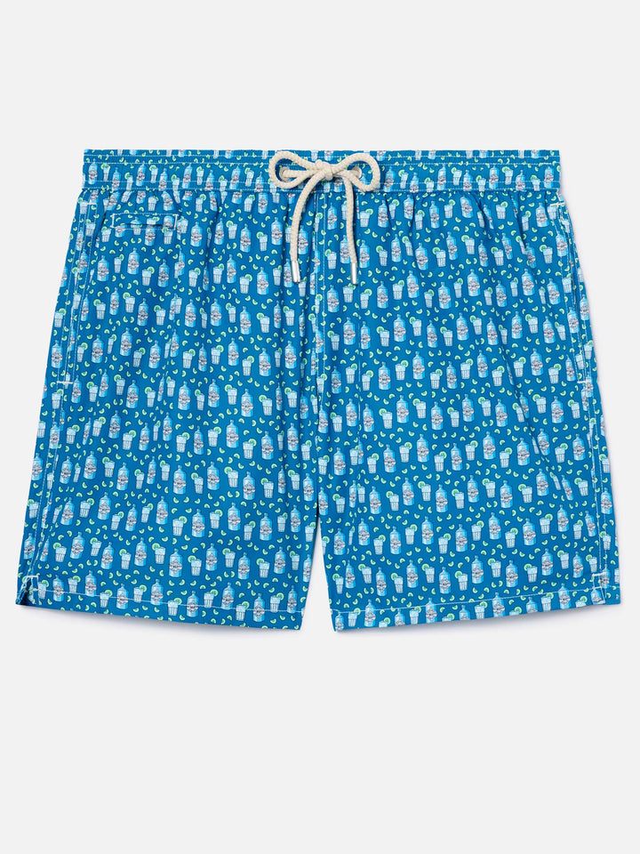 Shorts mare Lighting Micro azzurro con stampa cocktail