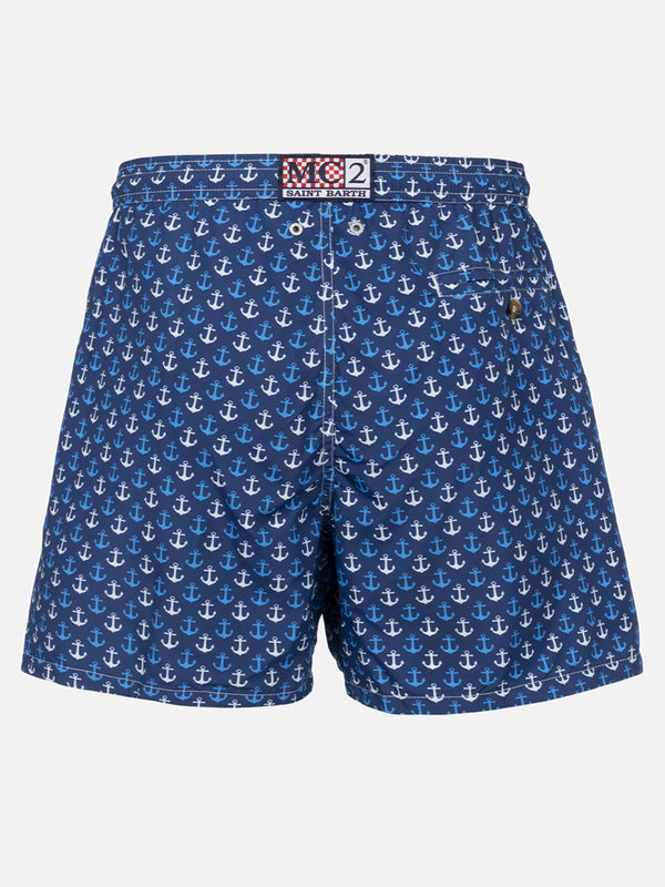 Man lightweight fabric swim-shorts Lighting Micro Fantasy with anchor print