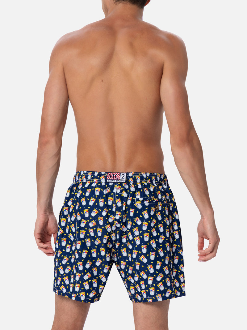 Man lightweight fabric swim-shorts Lighting Micro Fantasy with Estathè pack print|ESTATHE' FERRERO SPECIAL EDITION