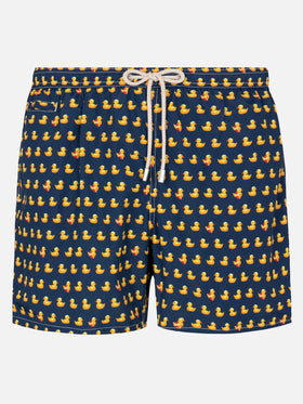 Herren-Badeshorts aus leichtem Stoff mit Entenmuster