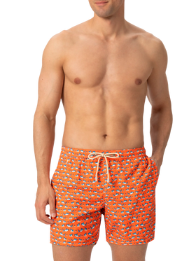 Lightweight fabric swim shorts Lighting with micro shark print
