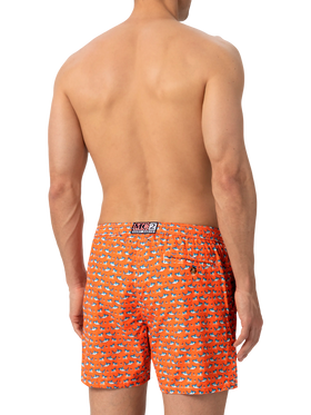 Lightweight fabric swim shorts Lighting with micro shark print