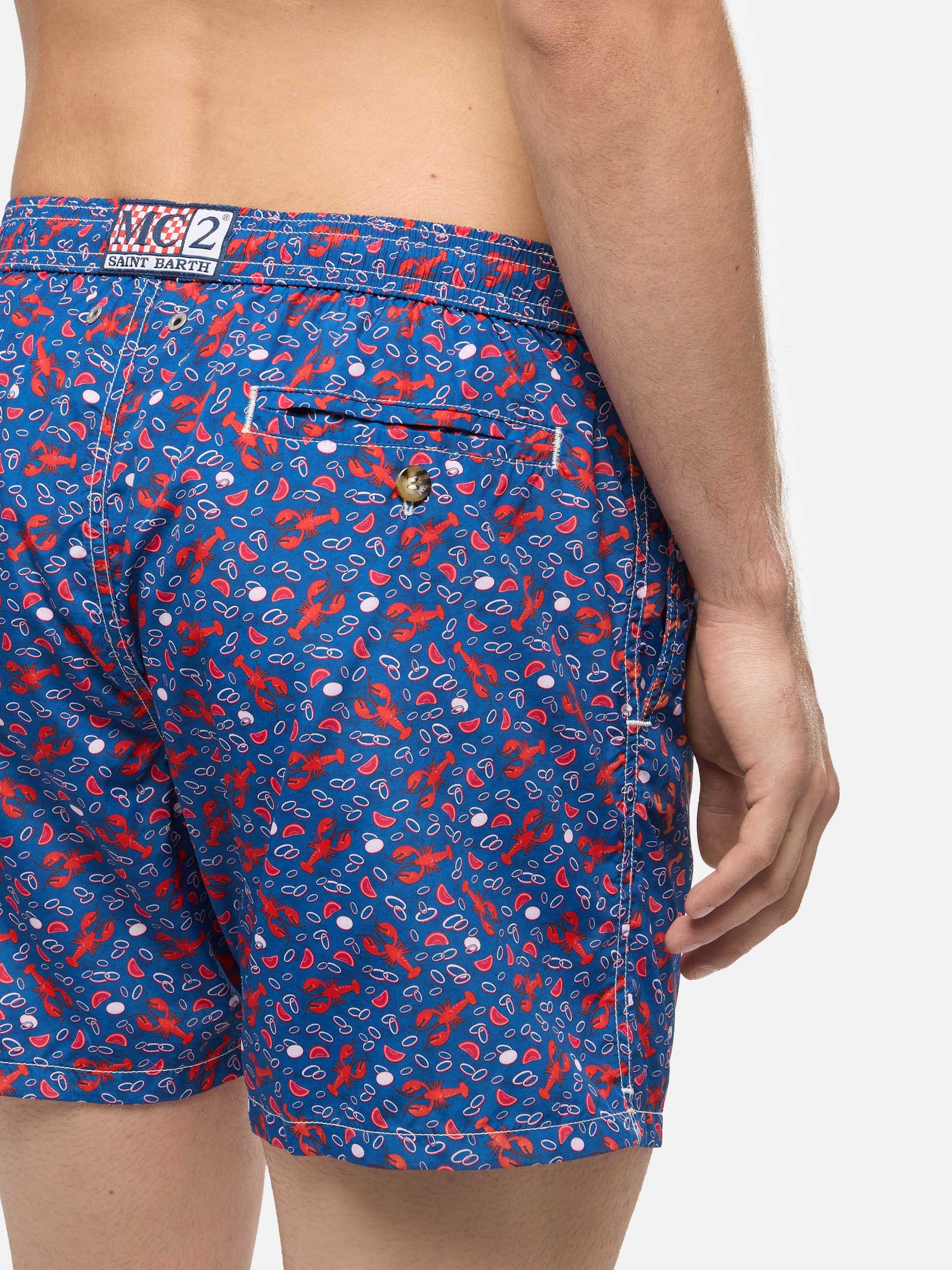 Lightweight fabric swim shorts Lighting with lobster print - MC2 Saint Barth