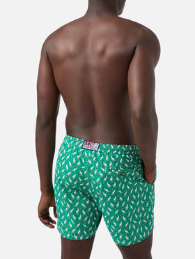 Badeshorts mit Lighting Micro Fantasy grünem Australian-Print | Special Edition 