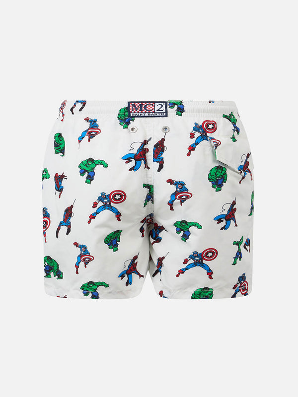 Boy lightweight fabric swim-shorts Jean Lighting with Marvel superheroes print | MARVEL SPECIAL EDITION