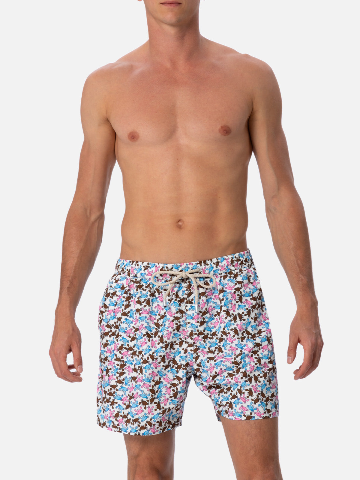 Man lightweight fabric swim-shorts Lighting Micro Fantasy with crabs print - MC2 Saint Barth