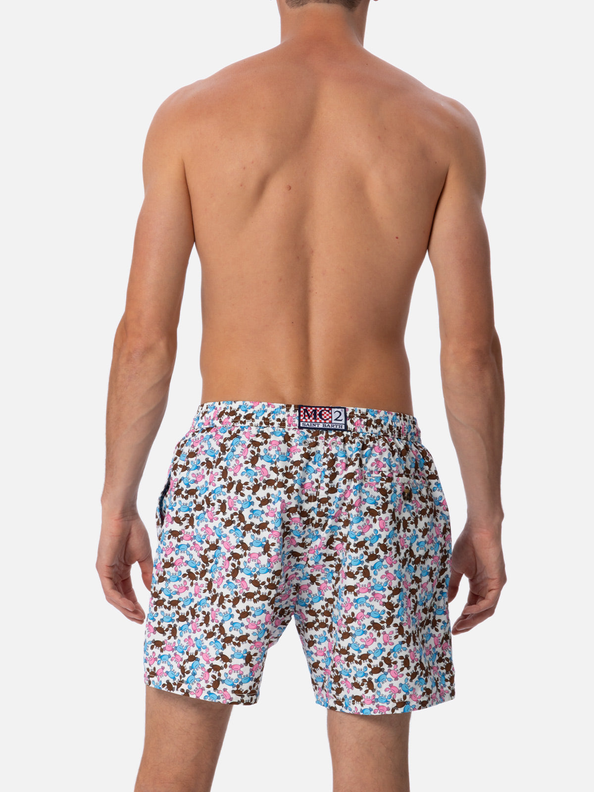 Man lightweight fabric swim-shorts Lighting Micro Fantasy with crabs print - MC2 Saint Barth
