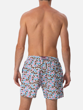Man lightweight fabric swim-shorts Lighting Micro Fantasy with crabs print - MC2 Saint Barth