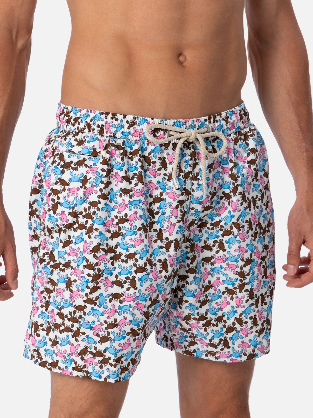 Man lightweight fabric swim-shorts Lighting Micro Fantasy with crabs print - MC2 Saint Barth