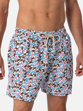 Man lightweight fabric swim-shorts Lighting Micro Fantasy with crabs print - MC2 Saint Barth