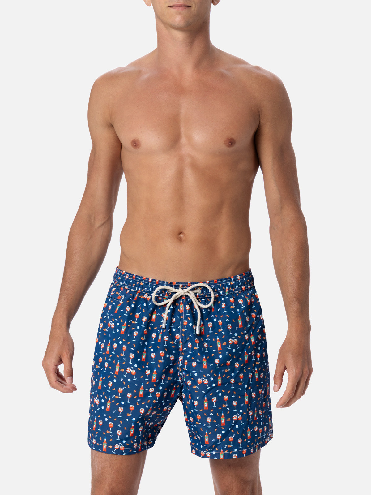 Lightweight fabric swim shorts Lighting with Aperol spritz print