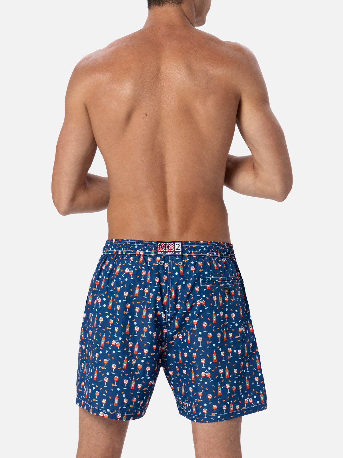 Lightweight fabric swim shorts Lighting with Aperol spritz print
