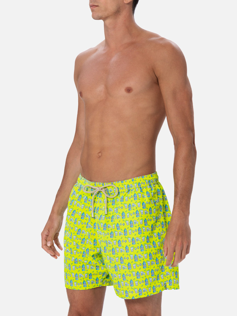 Herren-Badeshorts aus leichtem Stoff Lighting Micro Fantasy mit Gym- und Gin-Aufdruck