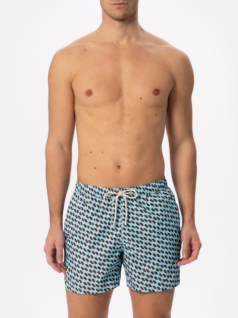 Man light fabric swim shorts with Cremino print | Algida® Special Edition