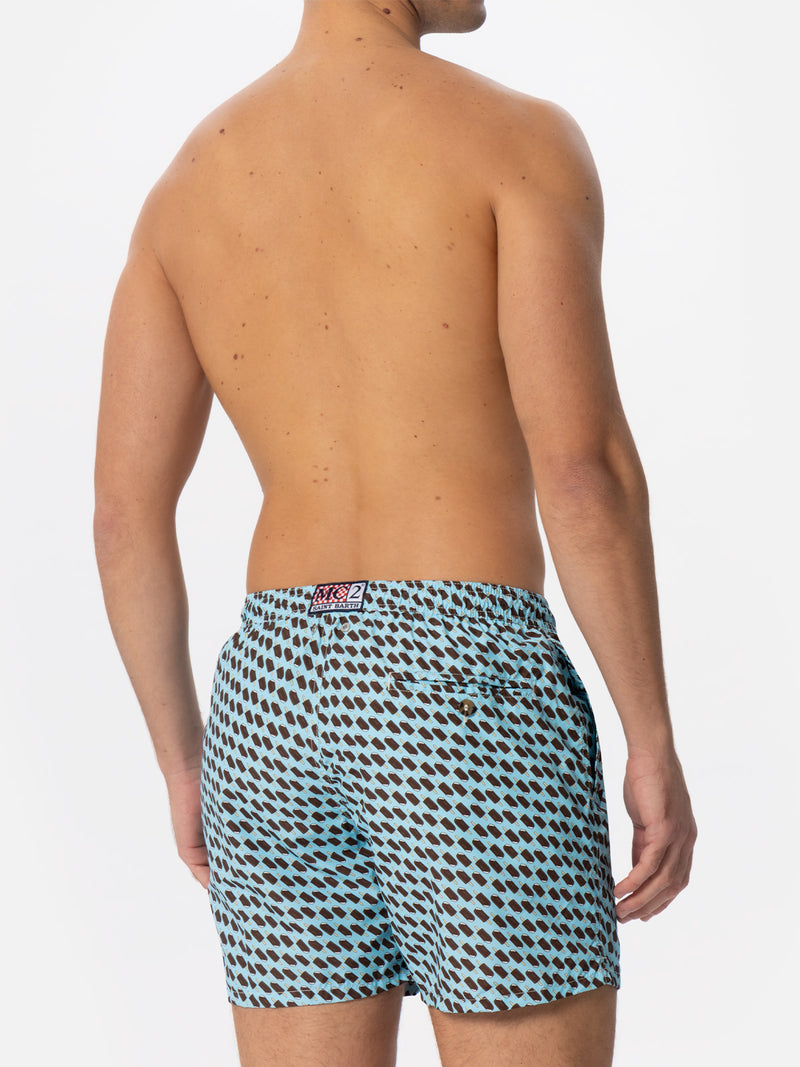 Man light fabric swim shorts with Cremino print | Algida® Special Edition