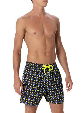 Man lightweight fabric swim-shorts Lighting Micro Fantasy with watches print - MC2 Saint Barth