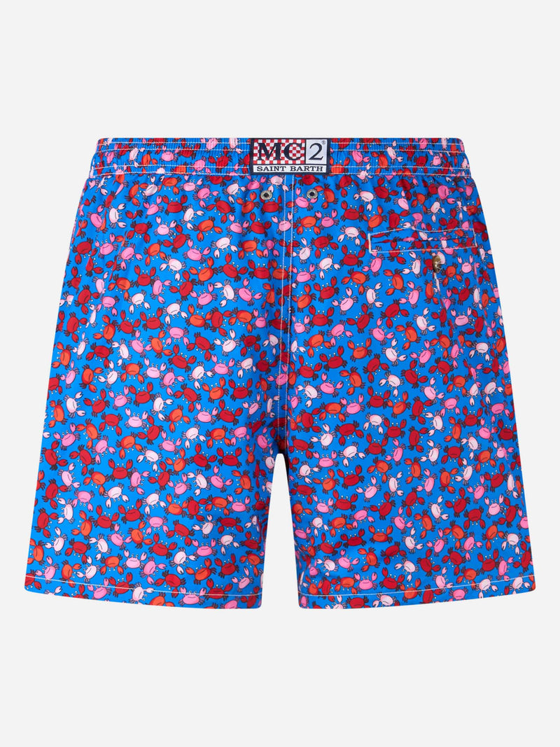 Man lightweight fabric swim-shorts Lighting Micro Fantasy with crabs print