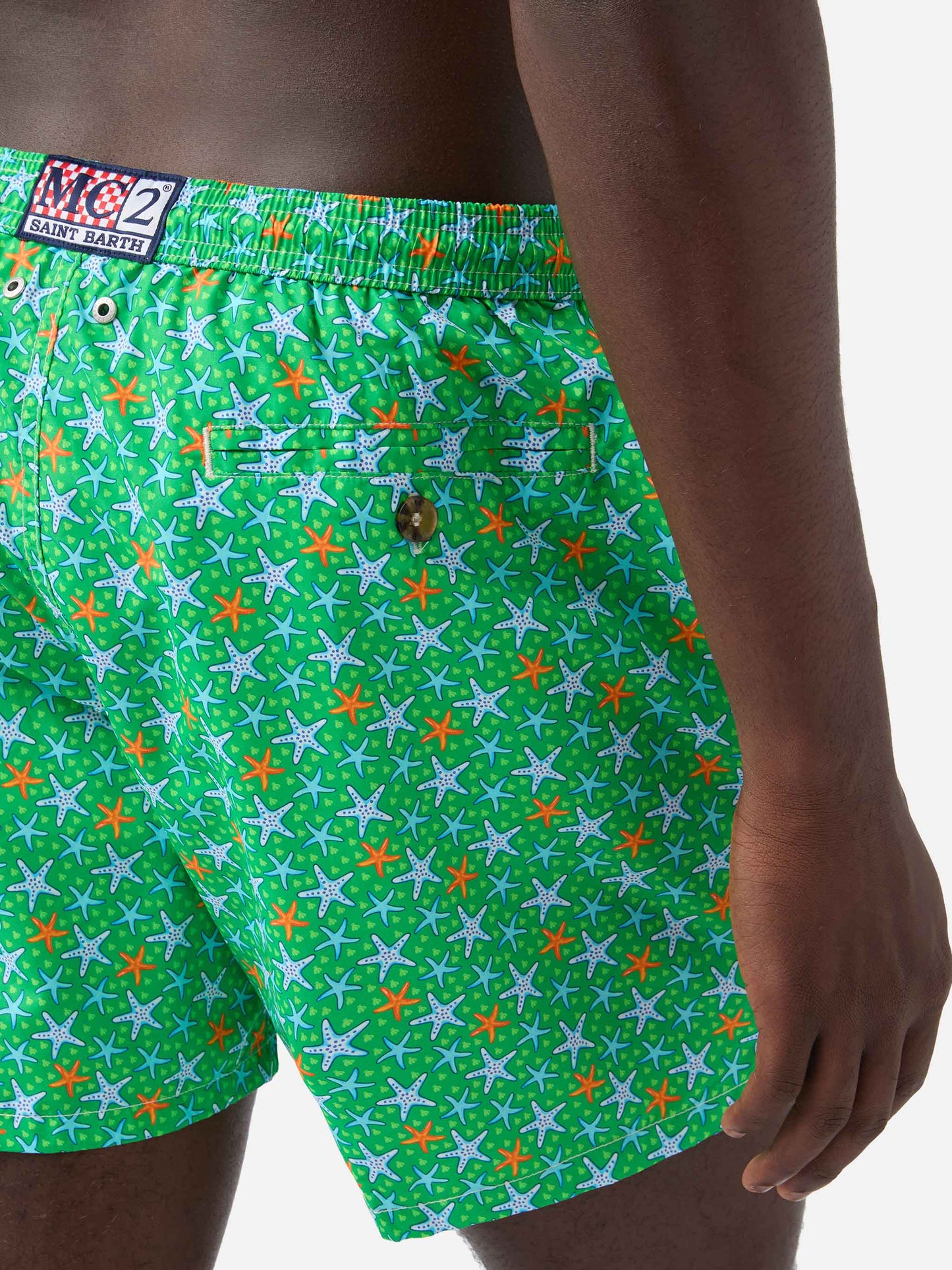 Lighting Micro Fantasy green multicolor starfish print swim shorts